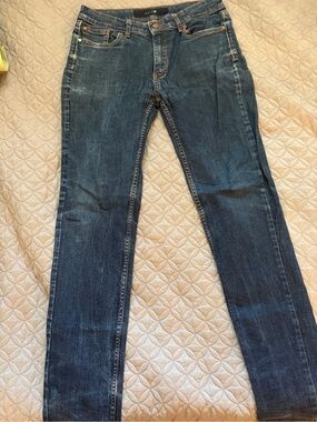 Joe's Jeans Dark Blue Denim Jeans with Orange Stitching